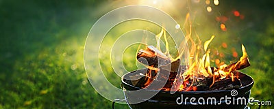 Barbecue Grill. Fire flame Stock Photo