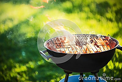Barbecue grill with fire Stock Photo