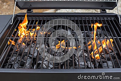 Barbecue grill grate. BBQ, fire, charcoal Stock Photo