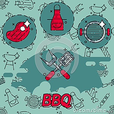 Barbecue and grill icon set Vector Illustration