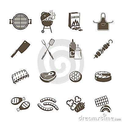 Barbecue And Grill Icons Black Set Vector Illustration