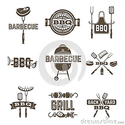Barbecue And Grill Labels Vector Illustration