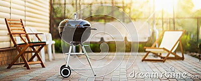 Barbecue Grill in the Open Air Editorial Stock Photo