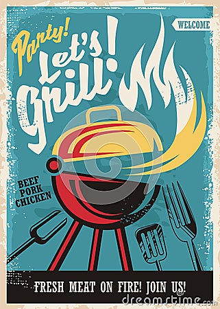 Barbecue grill party poster Vector Illustration