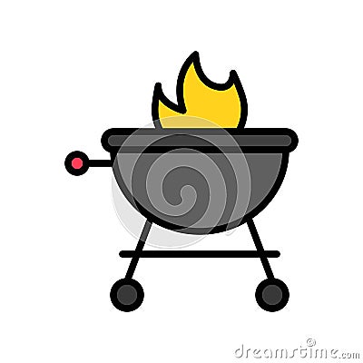 Barbecue grill vector, Summer Holiday related filled icon Vector Illustration