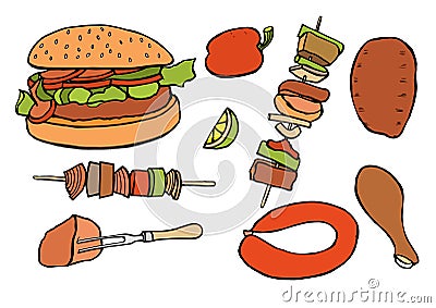 Barbecue grill Vintage Vector Illustration