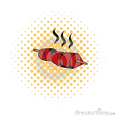 Barbecue Grilled icon, comics style Vector Illustration