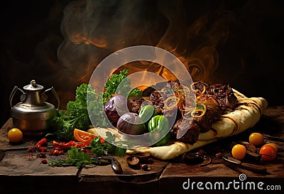 Barbecue.Grilled meat steak. Food and cuisine concept Stock Photo