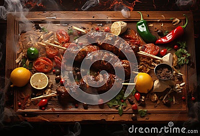 Barbecue.Grilled meat steak. Food and cuisine concept Stock Photo