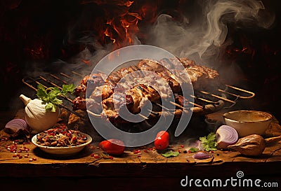 Barbecue.Grilled meat steak. Food and cuisine concept Stock Photo