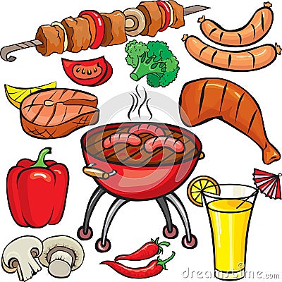 Barbecue icon set Vector Illustration