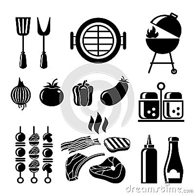 Barbecue icon set Vector Illustration