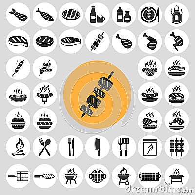 Barbecue icons set. Stock Photo