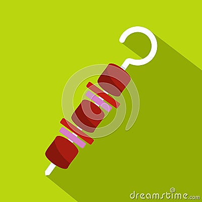 Barbecue kebab on skewer icon, flat style Vector Illustration