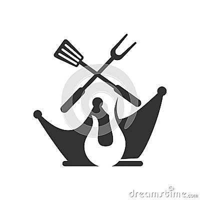 Barbecue King Spatula logo template vector badge Design Isolated Vector Illustration