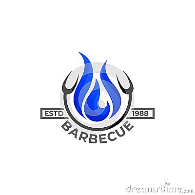 Barbecue logo with fire design illustration, restaurant logos Vector Illustration
