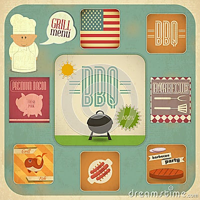 Barbecue Menu BBQ set Vector Illustration