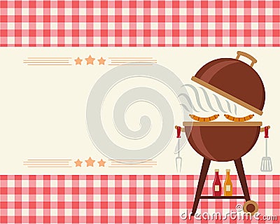 Barbecue party blank invitation Vector Illustration