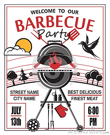 Barbecue party invitation Vector Illustration