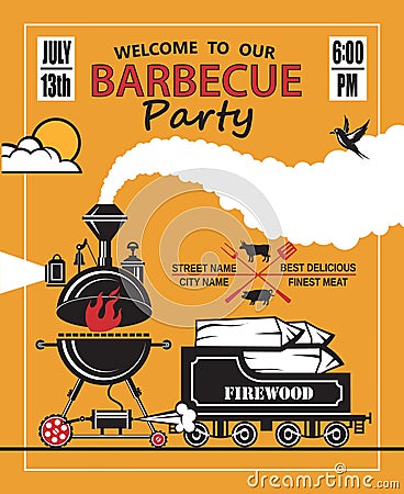 Barbecue party invitation Vector Illustration