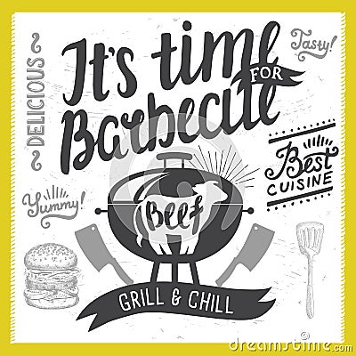 Barbecue party invitation. Vector Illustration