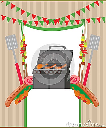 Barbecue Party menu card Invitation Vector Illustration