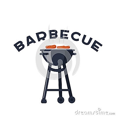 Barbecue party poster with meat steaks on grill, vector illustration. Lovely vector flyer or poster on barbecue party. Vector Illustration