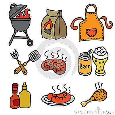 Barbecue picnic icons Stock Photo