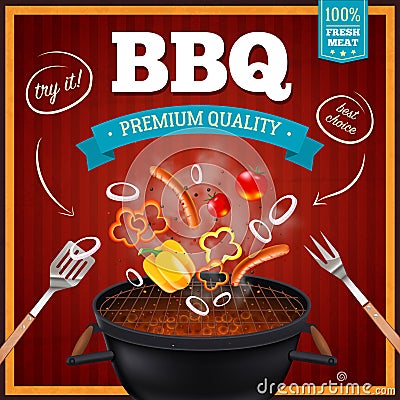 Barbecue Realistic Poster Vector Illustration