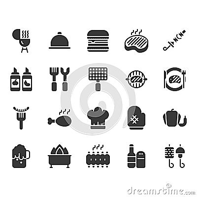 Barbecue related icon set.Vector illustration Vector Illustration