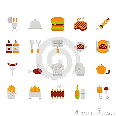 Barbecue related icon set.Vector illustration Vector Illustration