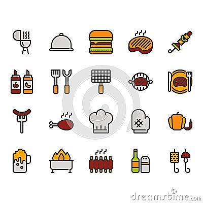 Barbecue related icon set.Vector illustration Vector Illustration