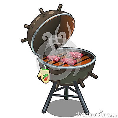 Barbecue, roasted meat on the grill outdoors Vector Illustration