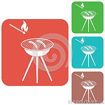 Barbecue sausage icon Vector Illustration