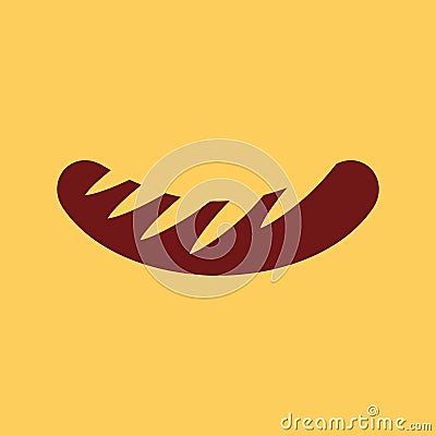 Barbecue sausage simple vector illustration. Grilled sausage icon. Vector Illustration