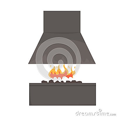 Barbecue smoker with fire, barbecue grill, BBQ vector Illustration Vector Illustration