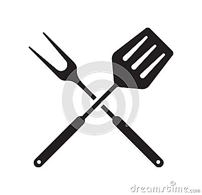 Barbecue spatula and fork sign Vector Illustration