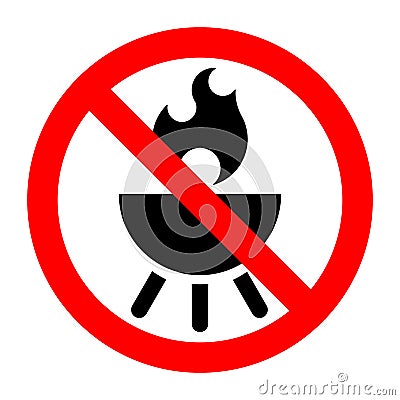 Barbecue stop forbidden prohibition sign Vector Illustration