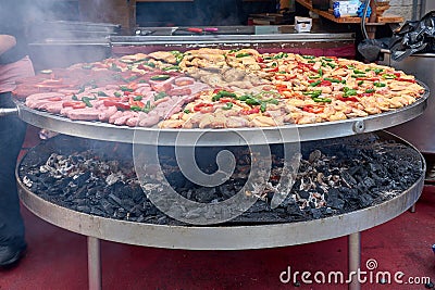 Barbecue on the street during the festivities of the reconquest of Vigo Stock Photo