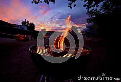 Barbecue at Sunset Stock Photo