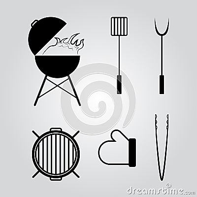 Barbecue tools icons set Vector Illustration