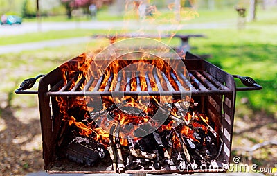 barbecue wood fire texture bonfire embers Stock Photo