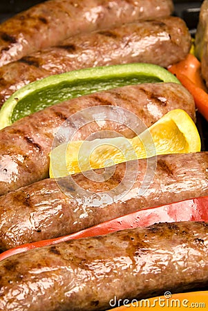 Barbecued bratwurst Stock Photo