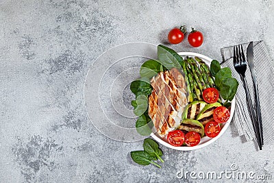Barbecued chicken and vegetables Stock Photo