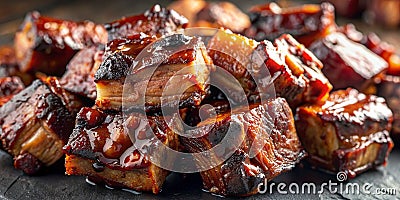 Barbecued ribs burnt ends closeup AI-Generated Content Stock Photo