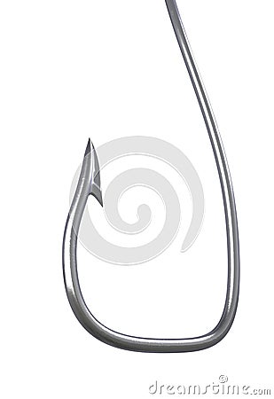 Barbed fish hook 3d illustration on white Stock Photo