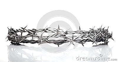 Barbed Wire Coil Generative AI Illustration Stock Photo