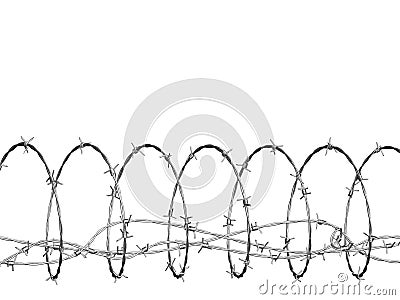 Barbed wire curled in spiral Stock Photo