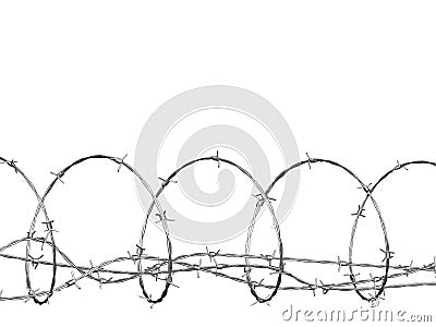 Barbed wire curled in spiral Stock Photo