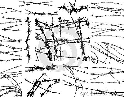 Barbed wire elements Vector Illustration